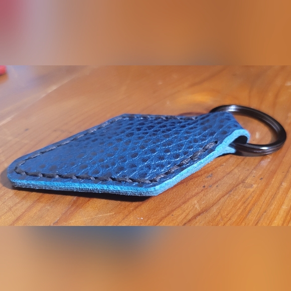 Blue Leather Key Fob - Picture 2 of 3